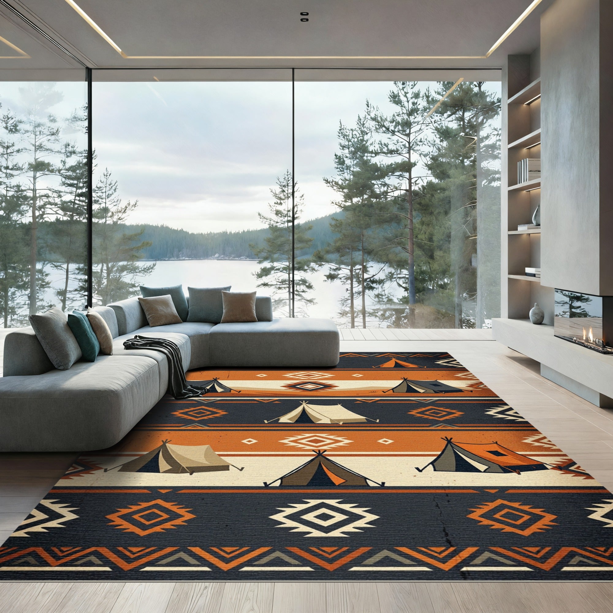 Geometric Southwestern Tent Earth Tone Rug