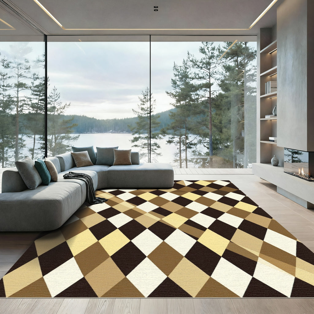 Chocolate Diamond Grid Overlay Rug