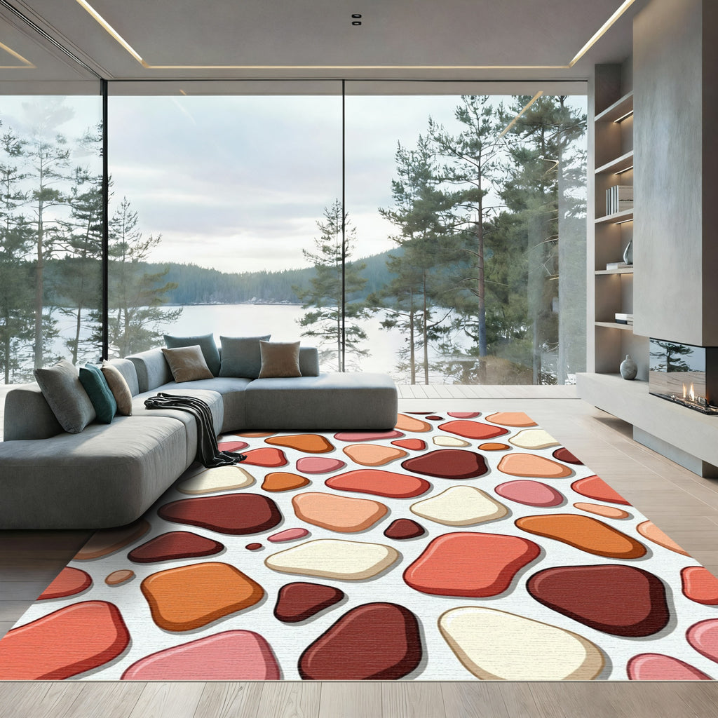 Terracotta Pebble Organic Composition Rug