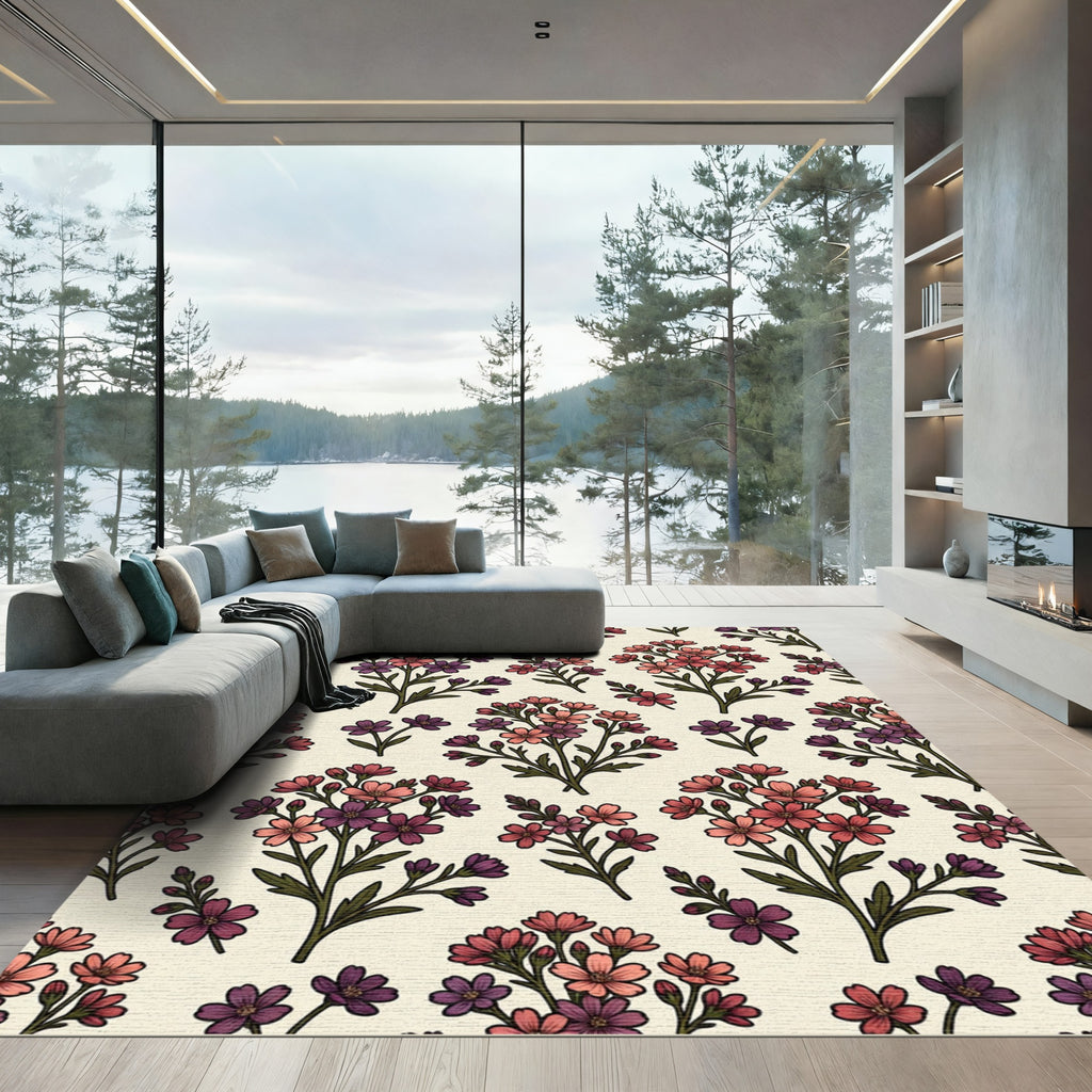 Vintage Mauve and Pink Floral Bouquet Rug