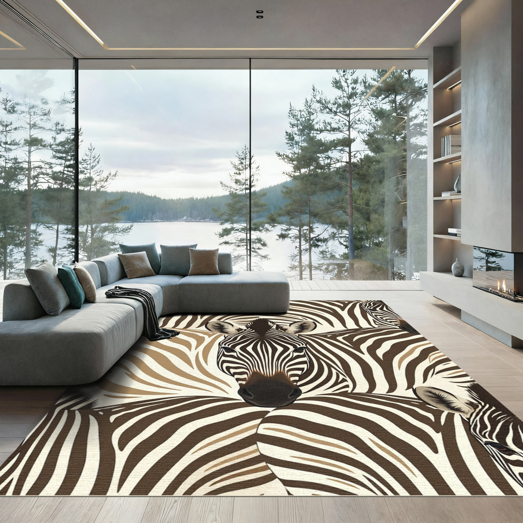 Bold Zebra Stripe Earthy Tonal Rug