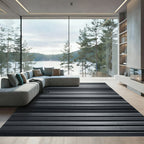 Modern Sleek Metallic Silver Striped Rug