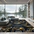 Athletic Gold Basketball Court Action Rug