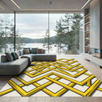 Golden Abstract Geometric Interlocking Link Rug