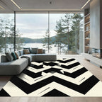 Bold Monochrome Geometric Chevron Abstract Rug