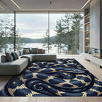 Coiled Serpent Dark Blue Gold Scales Rug