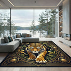 Golden Tiger Jungle Art Deco Emblem Rug