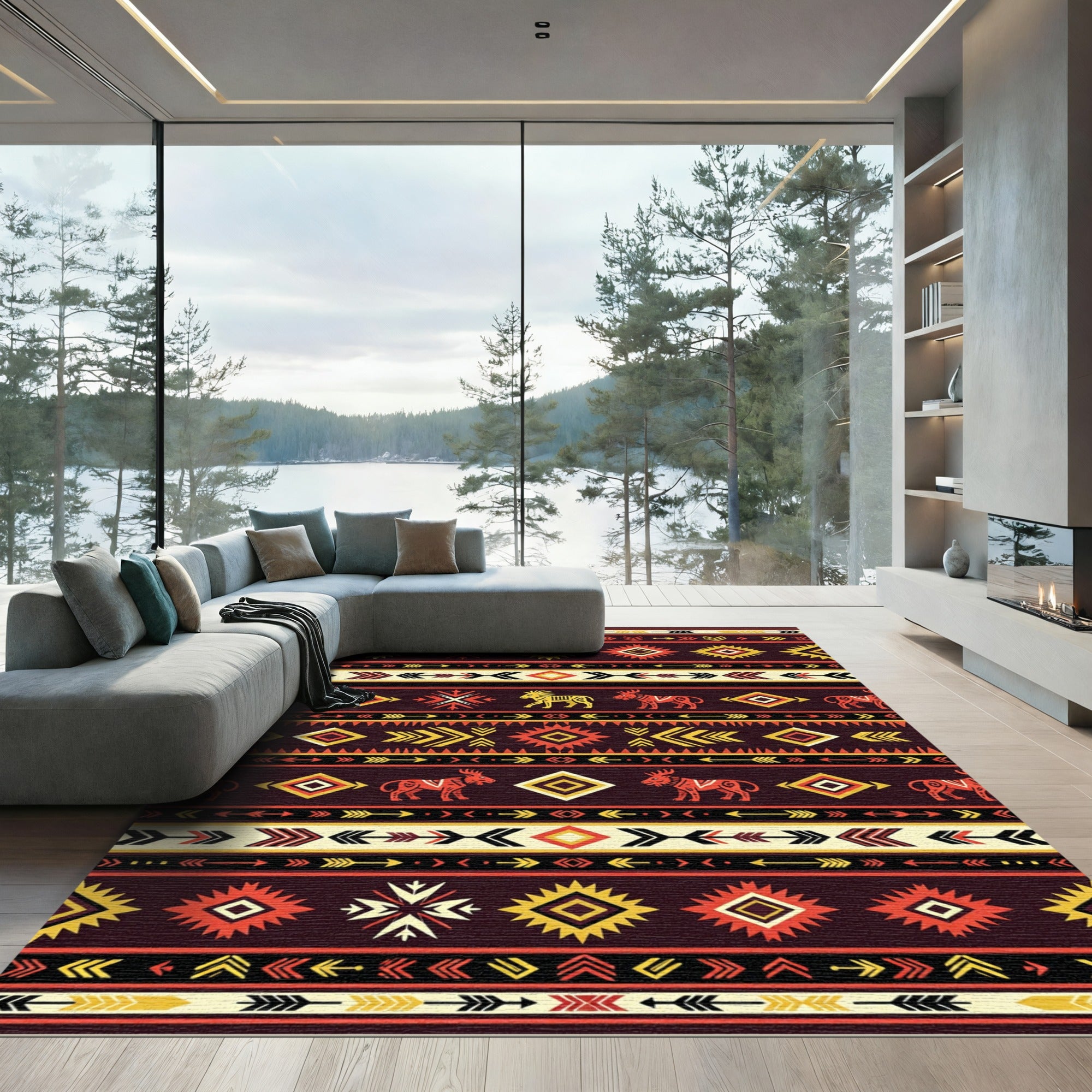 Southwestern Earth Tone Geometric Animal Rug