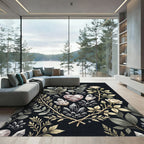 Mystical Crystal Rose Botanical Illustration Rug