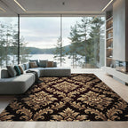 Gold Damask Floral Vintage Inspired Rug