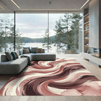 Muted Terracotta Swirl Abstract Art Rug
