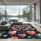 Coral Blue Heartbeat Love Splash Rug