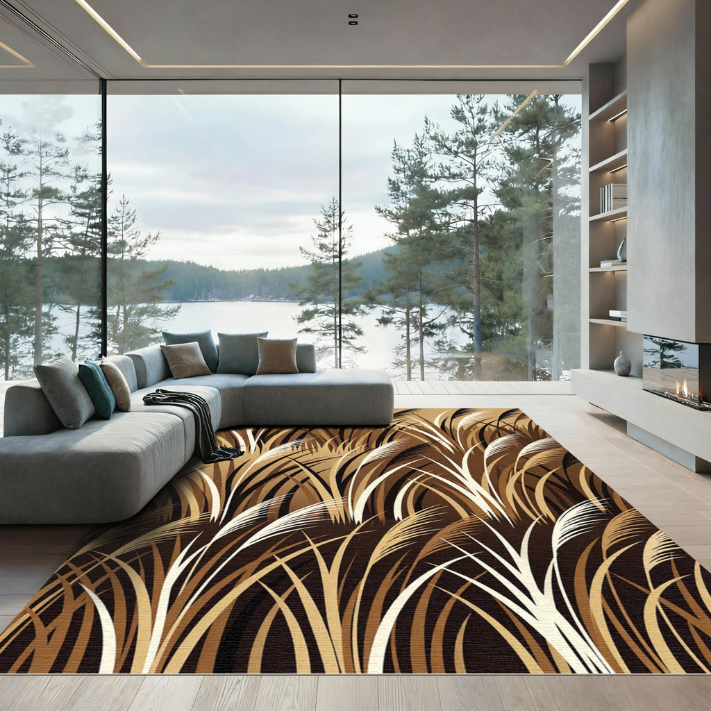 Earthy Tones Tall Grass Field Rug