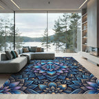 Azure Violet Lotus Floral Mandala Rug