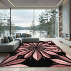 Blush Dusty Rose Geometric Floral Mandala Rug