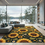 Sunny Yellow Sunflower Garden Arrangement Rug