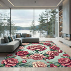 Elegant Pink Carnation Floral Wreath Rug
