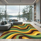 Retro Earth Tone Wavy Abstract Art Rug
