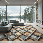 Antique Beige Gray Lattice Weave Rug