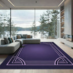 Art Deco Purple Geometric Frame Rug