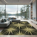Olive Green Geometric Starburst Art Rug