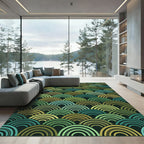 Emerald Ocean Scale Waves Rug