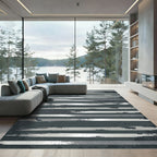 Grunge Gray Brush Stripe Rug