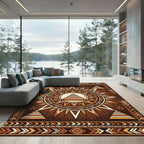 Earthy Sunburst Tribal Geometric Rug