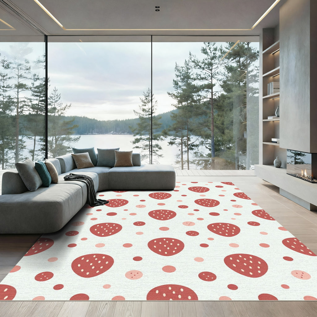 Red Strawberry Dot Repeating Rug