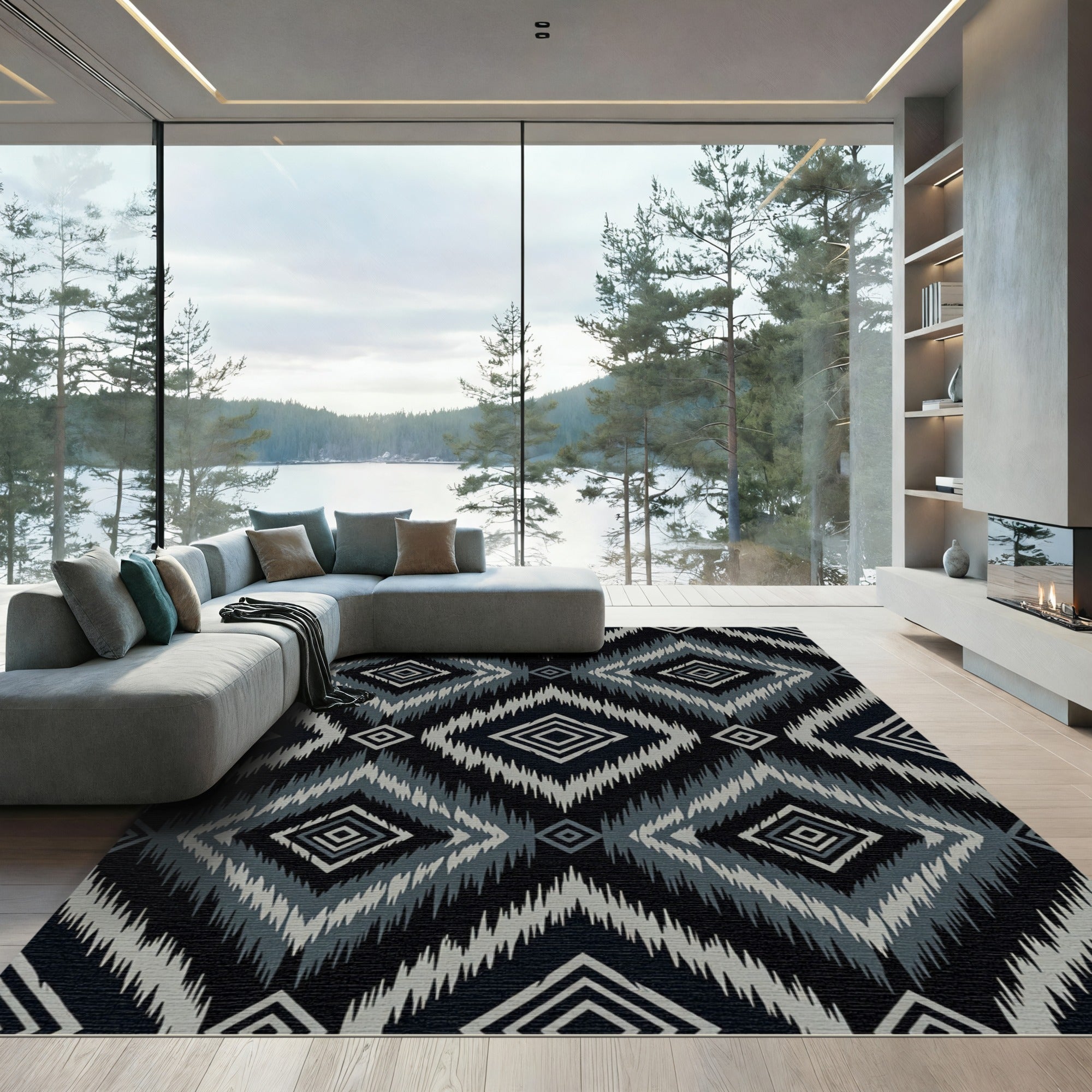 Gray Diamond Tribal Sun Rug