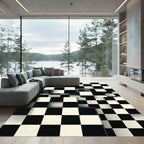 Black White Pixelated Checkerboard Cubes Rug