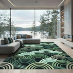 Deep Forest Green Scale Overlap Rug