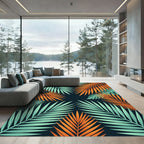 Vibrant Tropical Palm Leaf Duo Rug