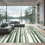 Abstract Minimalist Green Forest Silhouette Rug