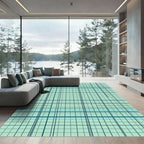 Sage Green Grid Plaid Geometric Teal Rug