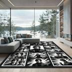 Noir Charcoal Manga Montage Illustration Rug