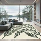 Elegant Sage Green Leafy Vine Rug
