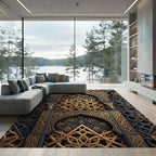 Ornate Gold Celestial Lattice Arch Rug