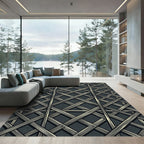 Dark Gray Rustic Lattice Weave Rug