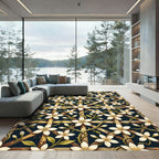 White Jasmine Blossom Trellis Grid Rug