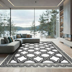 Silver Interlocking Chain Border Rug