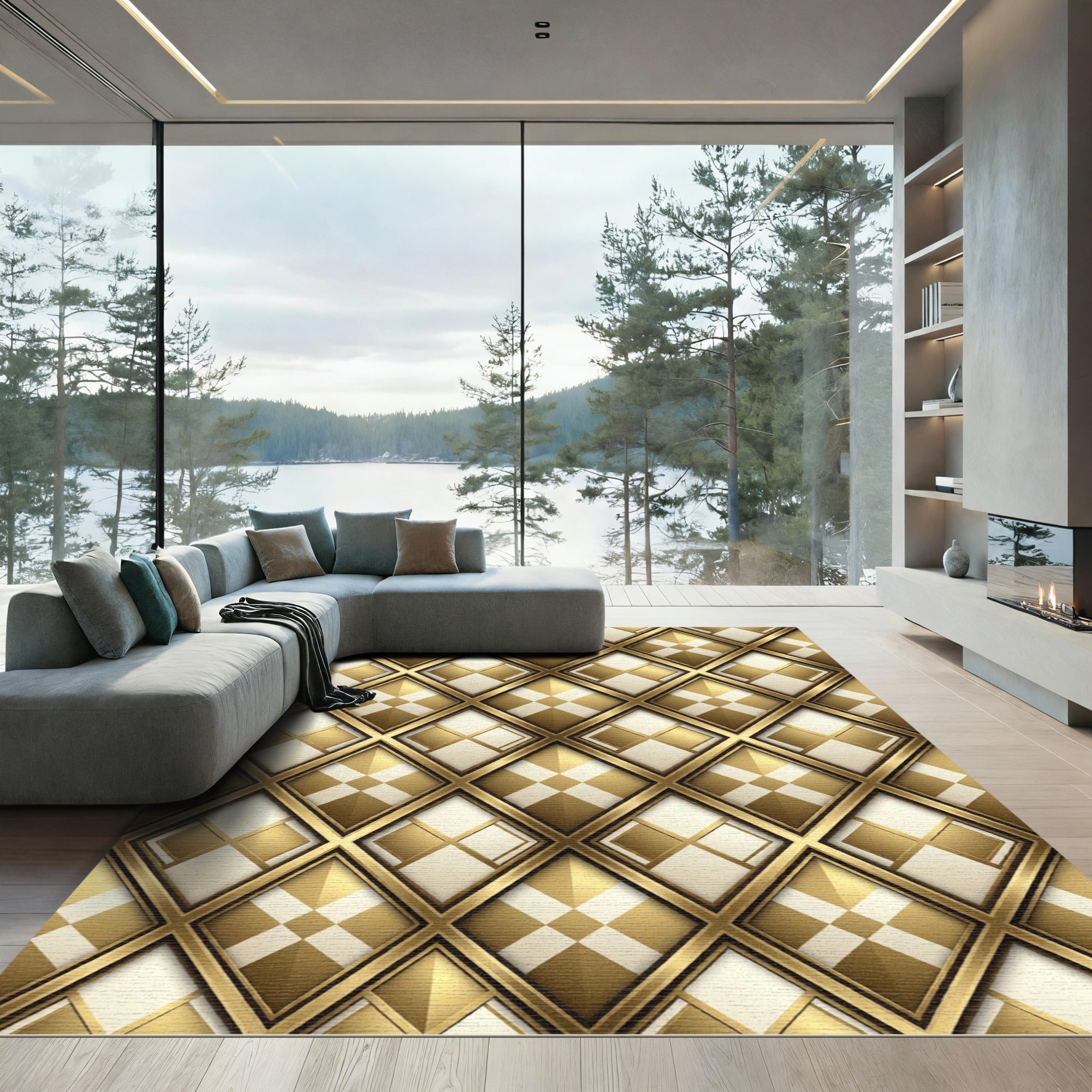 Golden Rhombus Lattice Rug