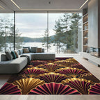 Art Deco Golden Velvet Fan Rug