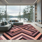 Modern Geometric Blush and Charcoal Angular Rug