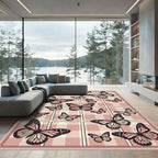 Blush Pink Gingham Butterfly Garden Rug