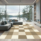 Neutral Tan Squares Check Rug