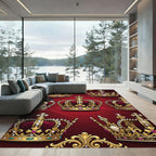Royal Red Golden Crown Medallions Rug