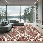 Elegant Blush Heart Damask Scroll Rug