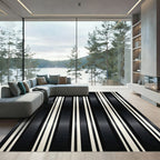 Modern Monochrome Vertical Pinstripe Striped Rug