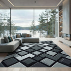 Monochromatic Gray Geometric Layered Squares Rug